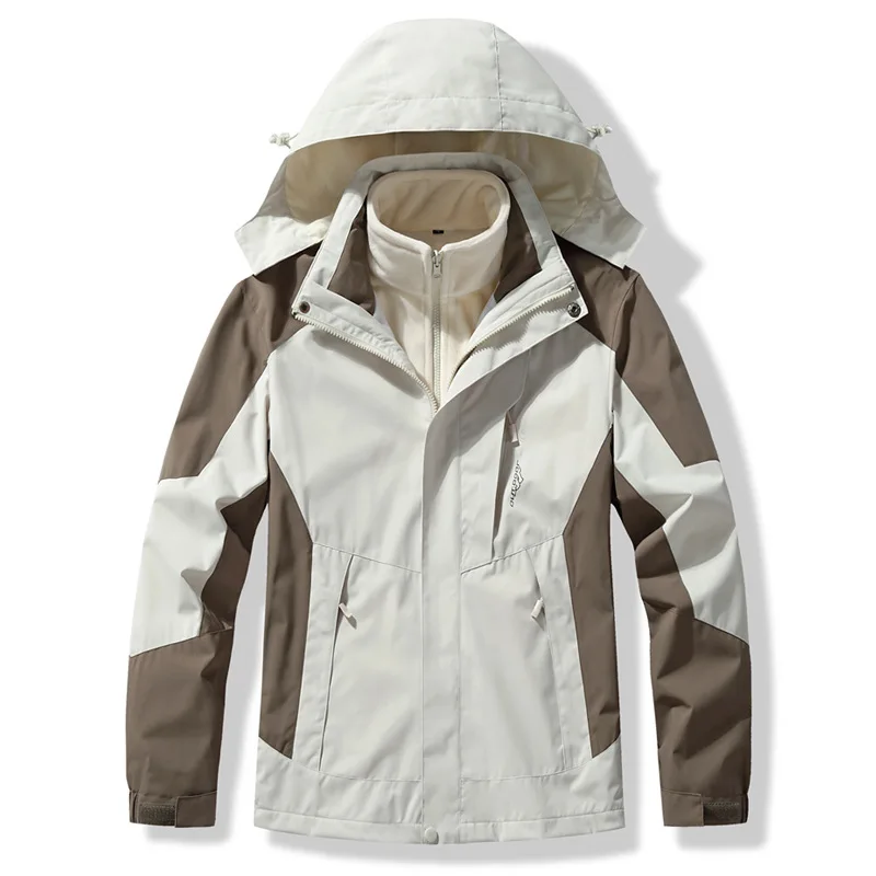 

Outdoor Men's Women's Two-pieces Sets 3 in 1 Thick Warm Coats Winter Coat Hiking Windproof Waterproof Suits Camping Windbreaker