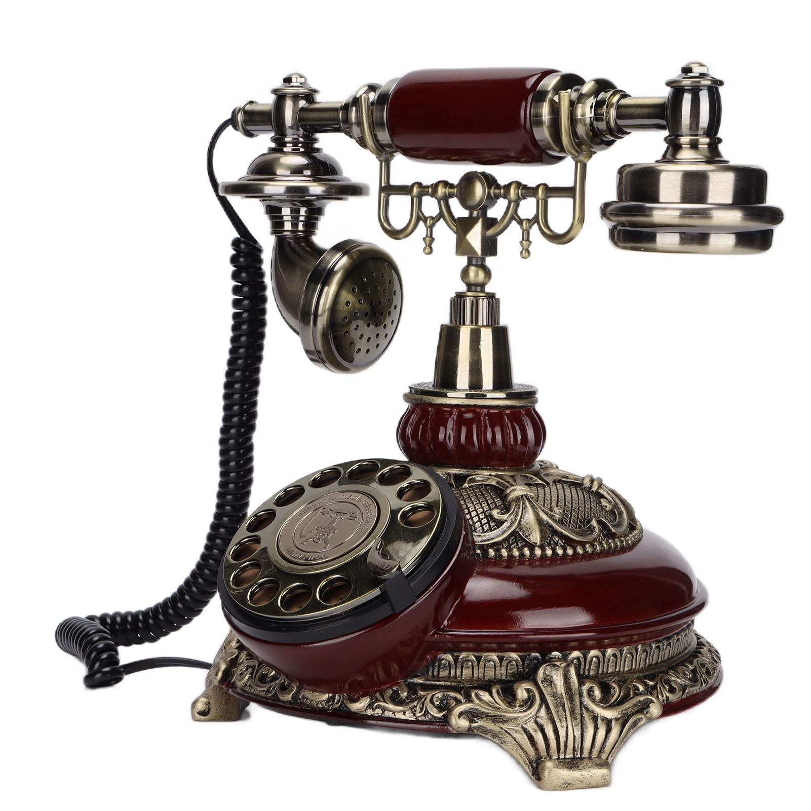 Retro Vintage Telephone European Style Old Fashioned Landline Phone Rotary Dial Handset Corded Fixed Phone for Office Hotel Home