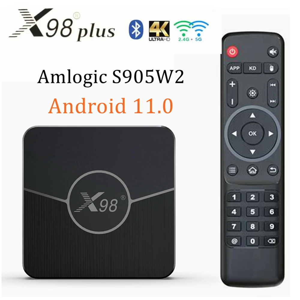 Приставка Смарт-ТВ X98 Plus, Android 11, 4 + 64/32 ГБ, Amlogic S905W2