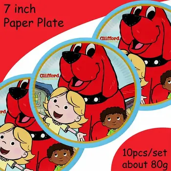 大紅狗克利福德生日派對裝飾一次性餐具氣球杯子盤子桌布氣球嬰兒派對 12 最佳銷售 大紅狗克利福德 - №8