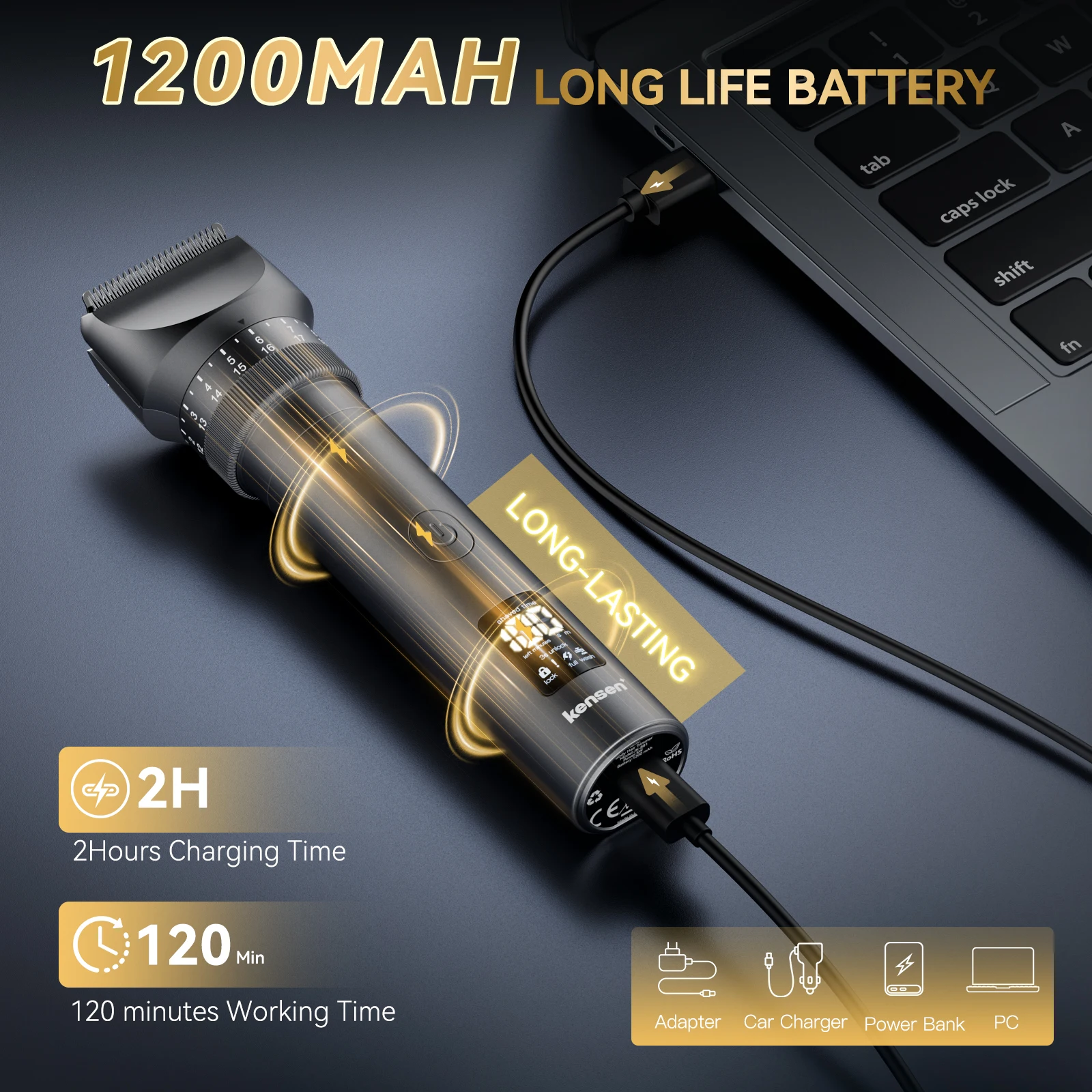 Cortadora de pelo Kensen S29 para hombres, Kit de cortadora de pelo ajustable 2 en 1, maquinilla de afeitar eléctrica, Máquina para cortar cabello seco/húmedo, cortadora de pelo de nariz