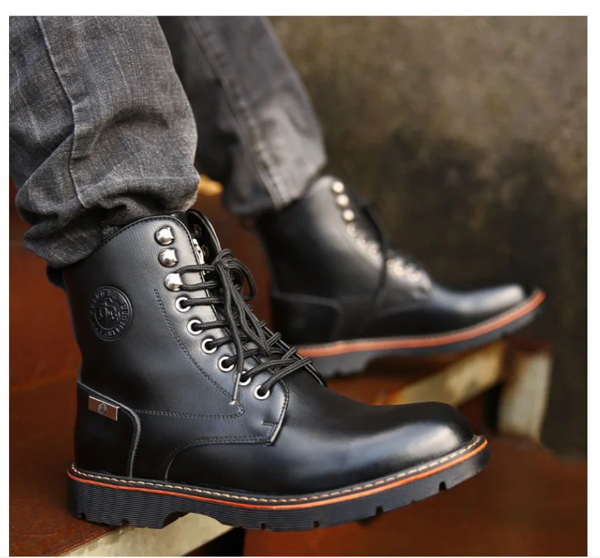 Nice Autumn Winter Pop Products Casual Nice Boots Men Plus Velvet Mid-tube Boots Fashionable European  American Men Shoes