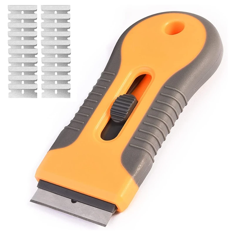 Razor Blade Scraper, Plastic Retractable Glass Scraper With Extra Razor Blades, Cleaning Razor Scraper