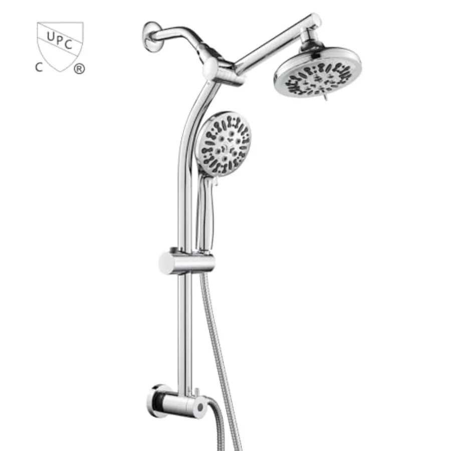 

Retrofit 2-Way Shower Head Combo 8-Function Rainfall Shower Head with 9 Setting Handheld Shower Combo Adjust Slide Bar and Show