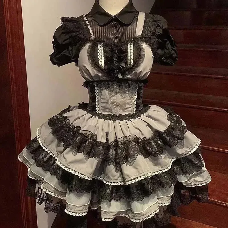 Vestido dulce de Lolita para niñas, sin mangas, JSK, negro, rosa, blanco, vestido de Lolita sin camisa, vestido de fiesta para niñas de talla grande