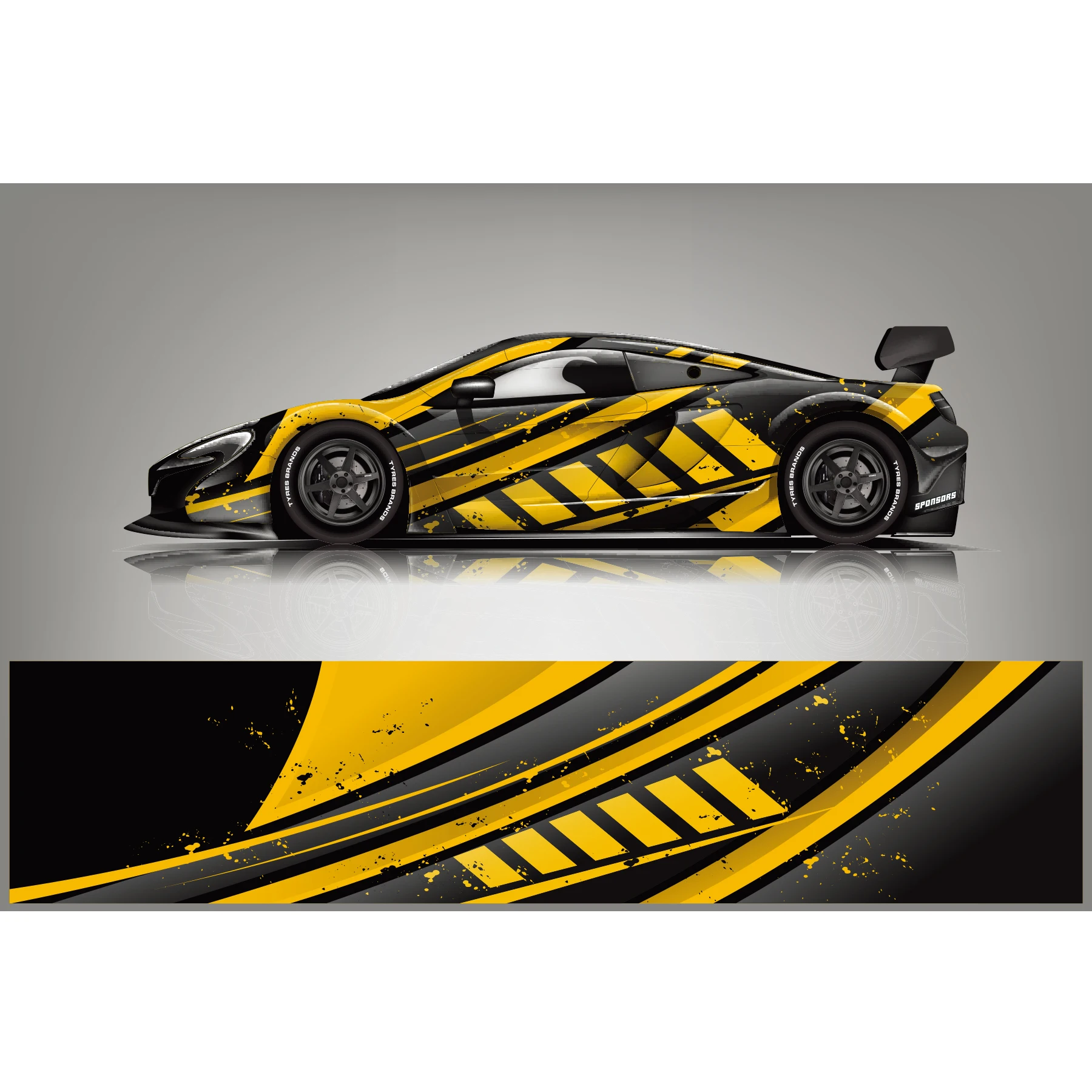 Yellow Sticker Car Full Wrap Sticker Car Decal Decorative Cut Body Racing Graphic Decal Vinyl Wrap Modern Design Yellow