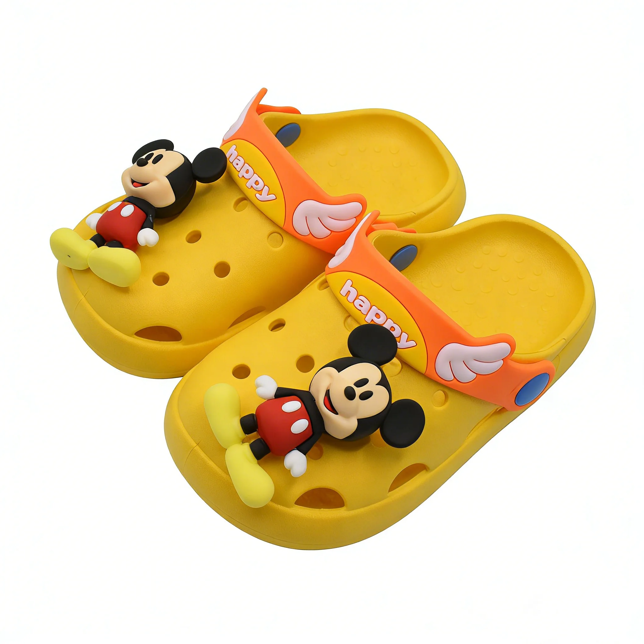 

Disney Kids'Slippers Sandals Mickey Mouse PVC Home Slipper For Children Anti-slip Thick Bottom Blue Yellow Size 22-33 3799