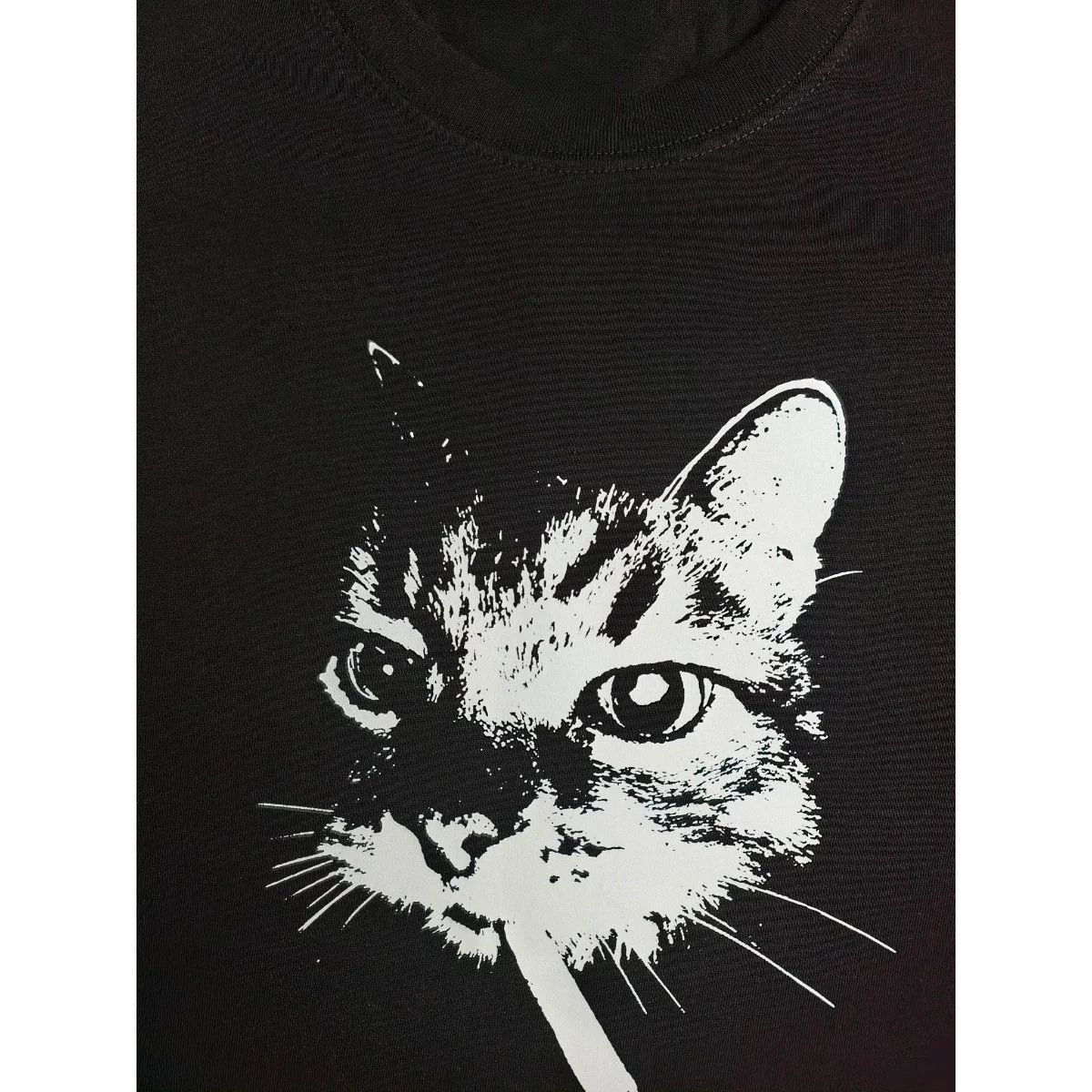 جديد الشارع التدخين القط الرجعية المطبوعة Crewneck تي شيرت المرأة أزياء قصيرة الأكمام مضحك القط ميمي قمم النساء الملابس
