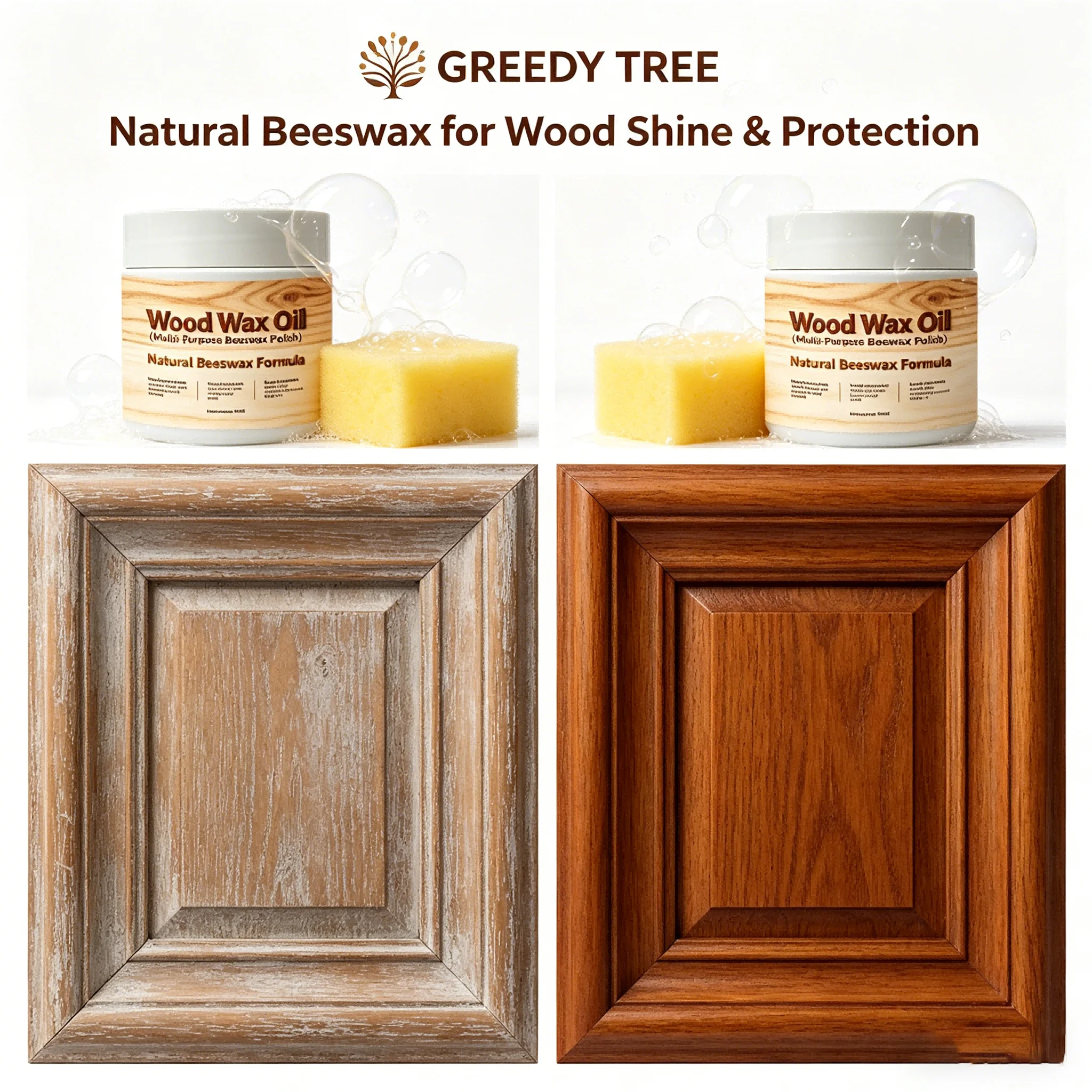 175mL Multi-Purpose Wood Wax Oil Beeswax Polish for Furniture Floors Cabinets Doors Deep Protection & Color Renovation