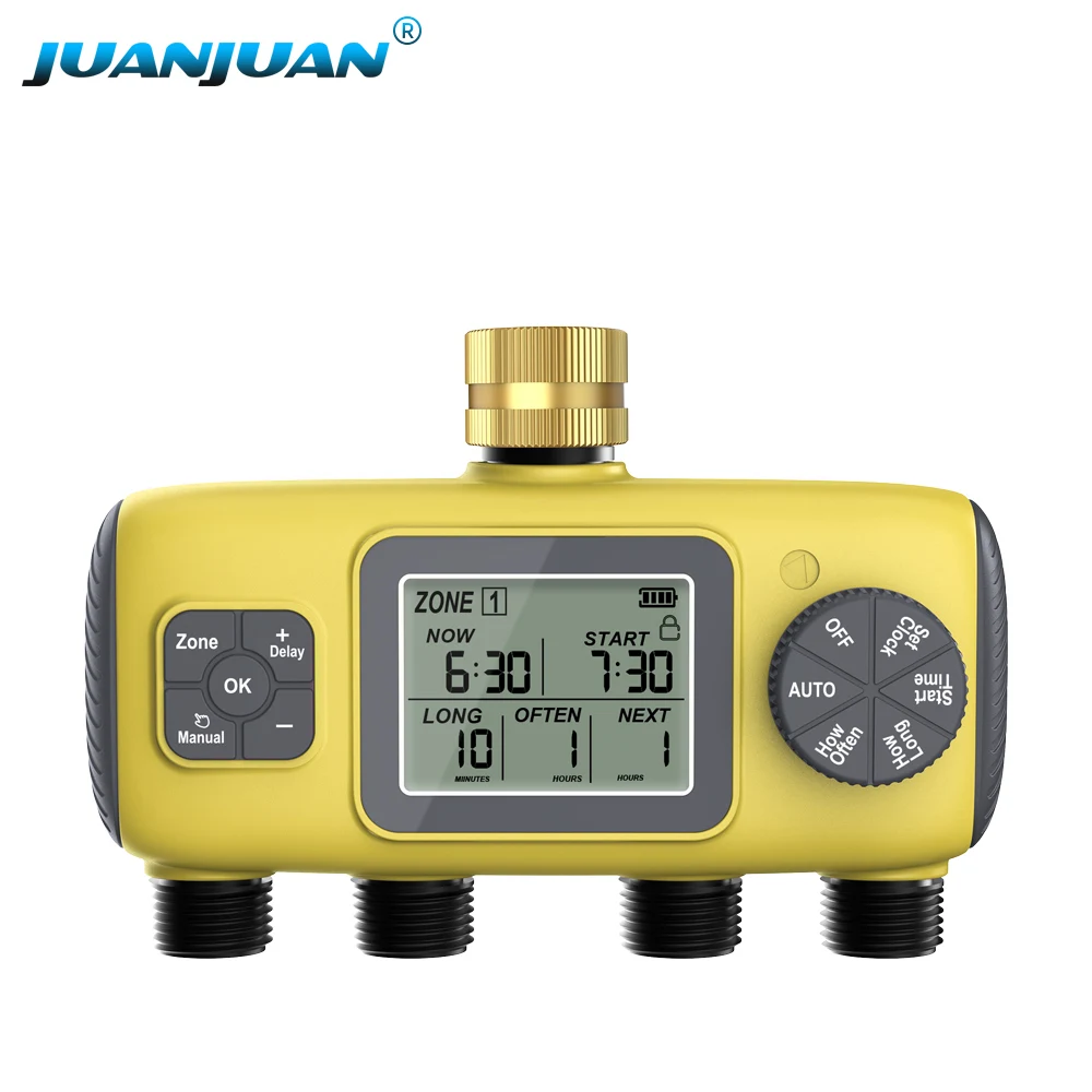 4-Outlet Automatic Water Timer Garden Irrigation Watering System Independent Control Sprinkler Programmer Tools for Garden Lawn