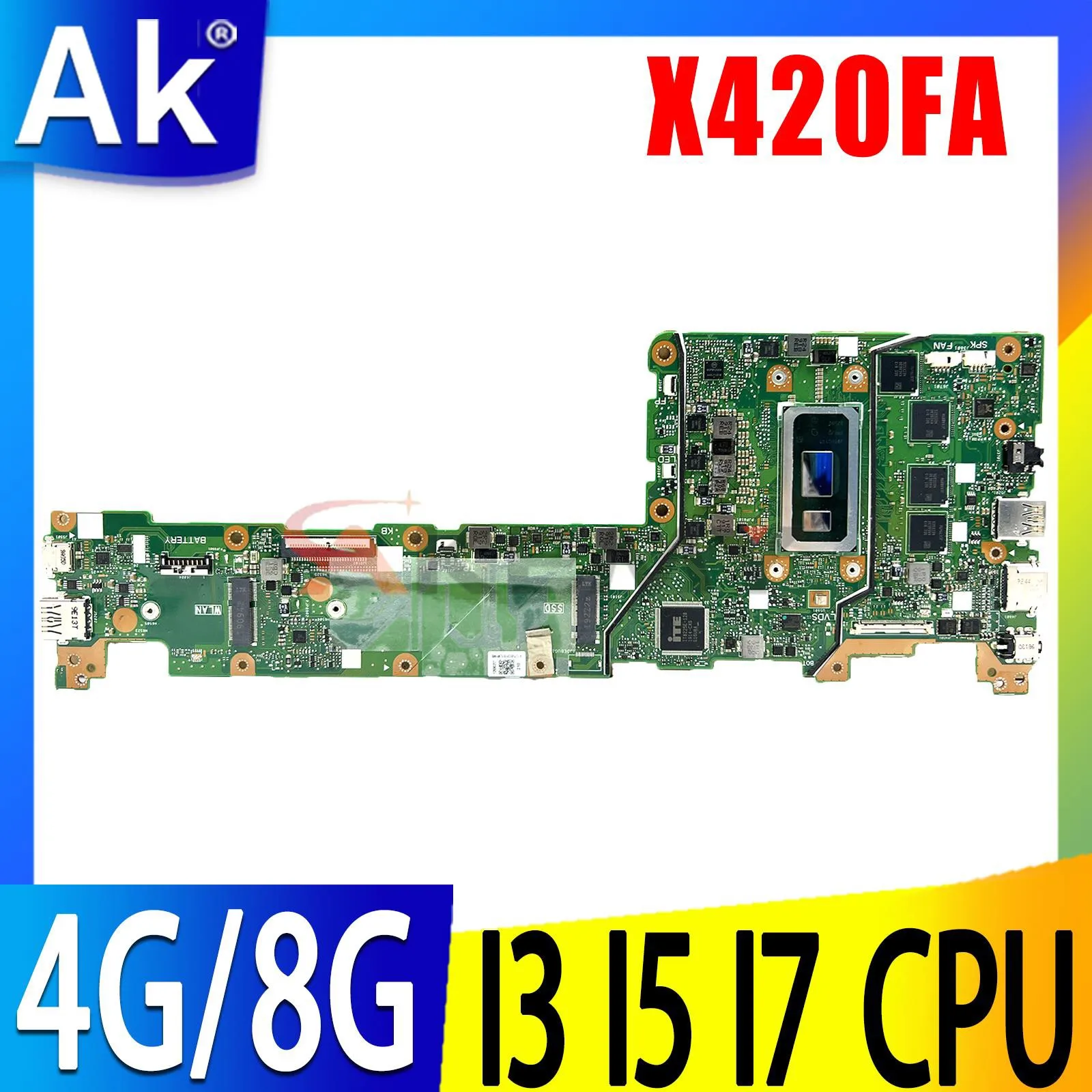 

Shenzhen X420FA Материнская плата ASUS Vivobook 14 F420FA A420FA X420F X420FAC материнская плата для ноутбука i3 i5 i7 8/10-го поколения 4 ГБ/8 ГБ ОЗУ