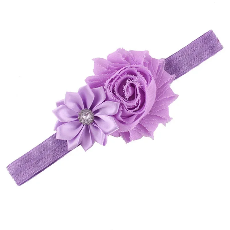 10pcs/lot Shabby Chiffon Ribbon Rose Flower Baby Girls Headband Newborn Toddler Infant Kids Hair Accessories Birthday Gifts Set