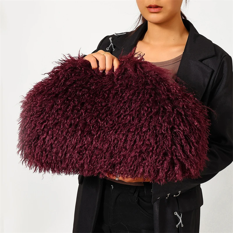 Flauschige Plüsch-Clutch Y2k Fuzz Clutch Tasche, exquisite modische Abendtasche, Dumpling-Tasche, große Kapazität, trendige Damen-Wolkenhandtasche – Detail 10