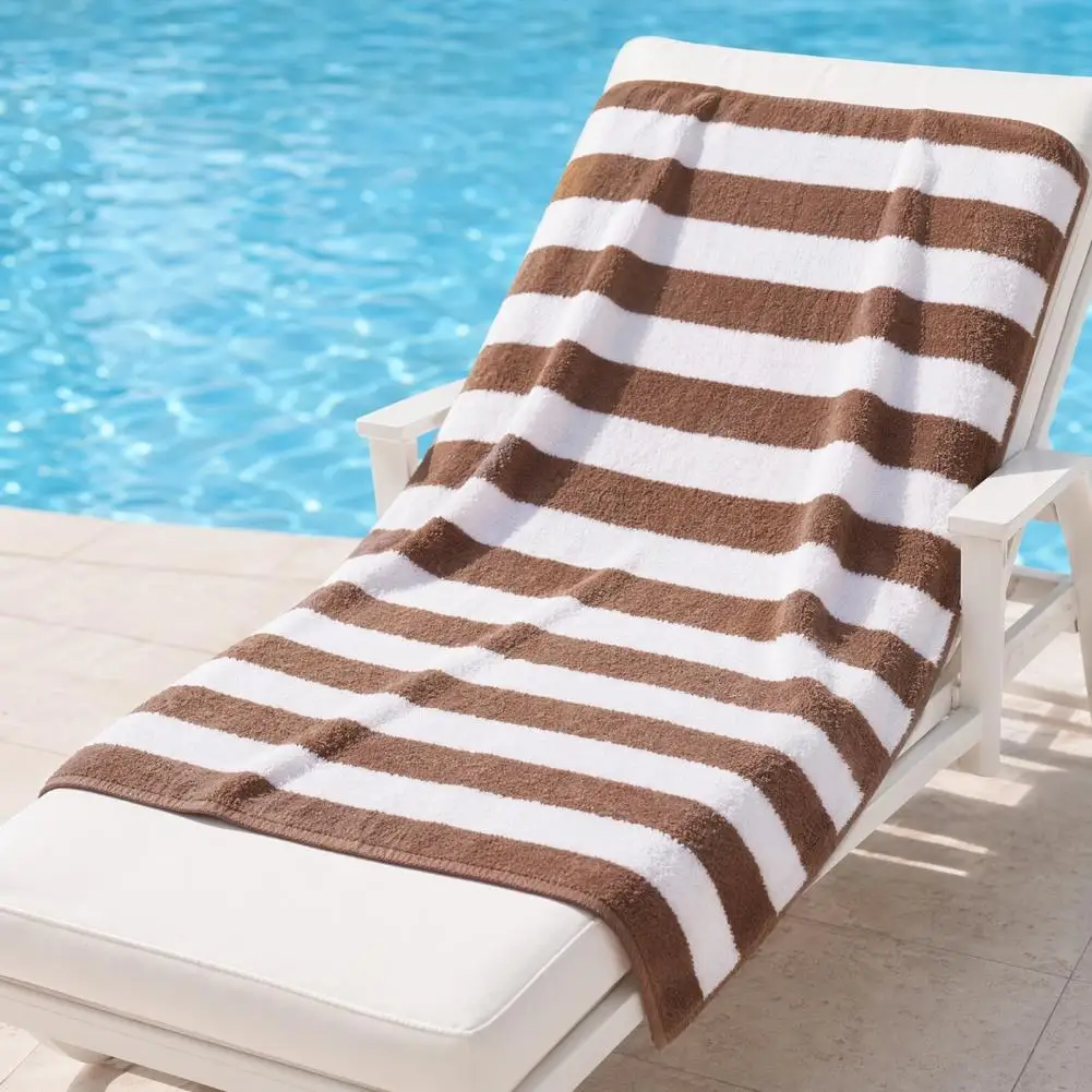 Coral Velvet Bath Towel Striped Beach Towel Striped Microfiber Bath Towel Absorbent Quick-dry Plush Lightweight Compact Travel