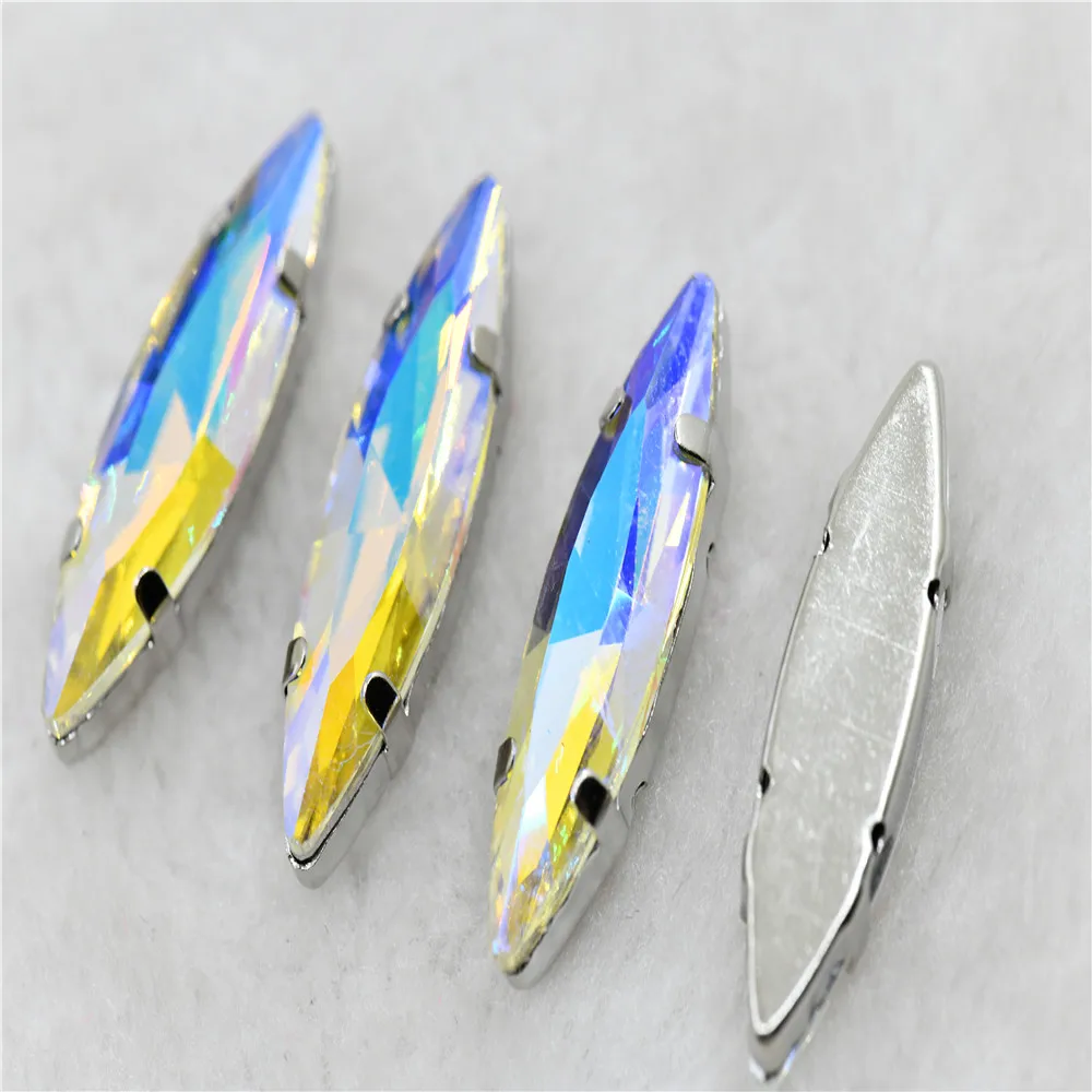10x35mm 4x15mm Navette stenen Kerst stijl witte k klauw instelling voor sieraden of jurk tassen opnaaien