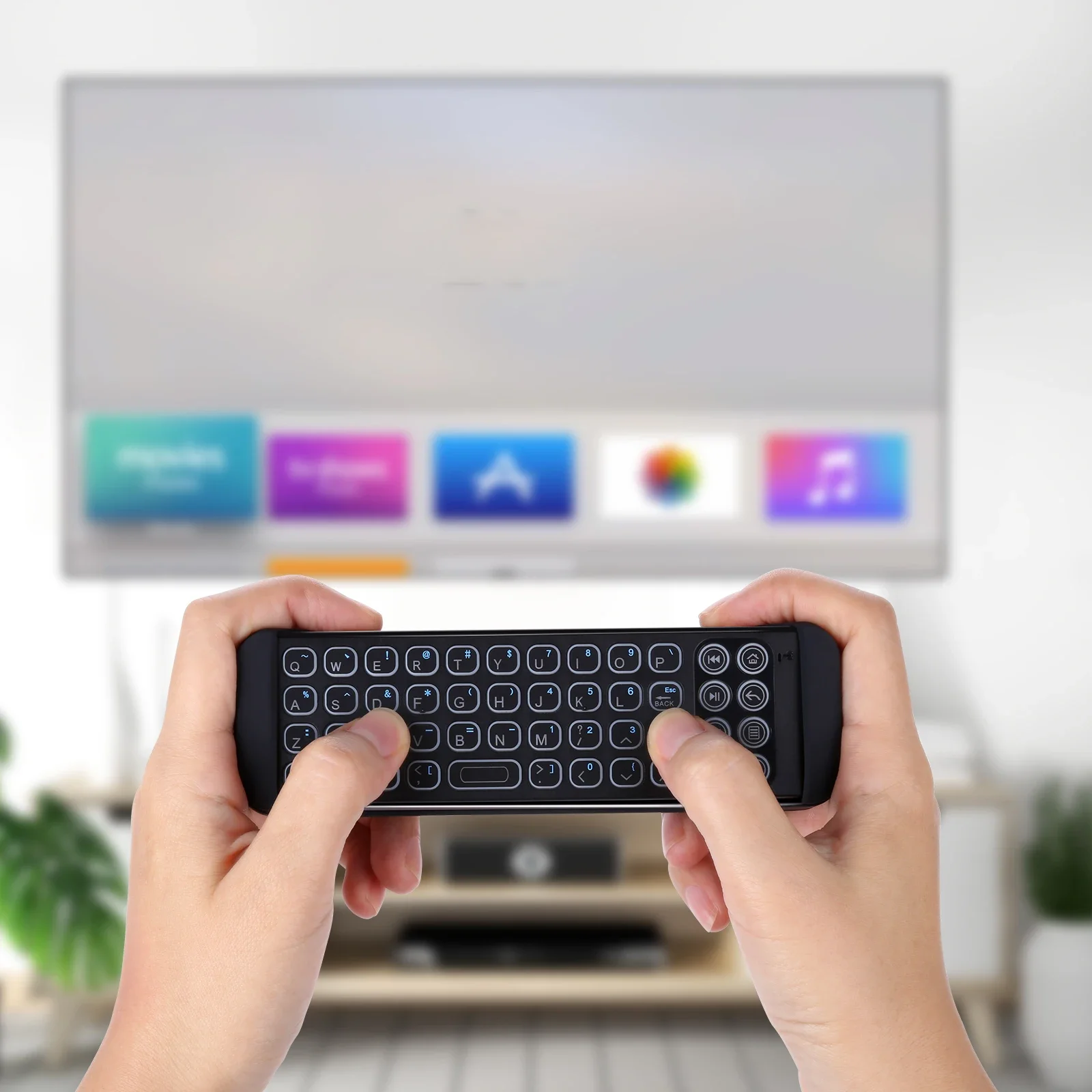 iPazzPort Mini Wireless QWERTY Keyboard Rechargeable for Apple TV 4K Fire TV Smart TV/Phone Typing Search  KP-810-30BR2