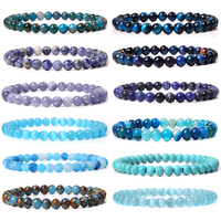 Natural Stone 6mm Beads Bracelet for Women Men Blue Apatite Lapis Lazuli Agates Turquoises Beaded Bracelets Healing Jewelry Gift