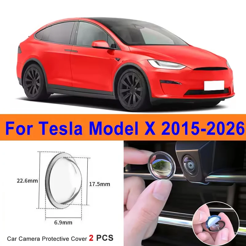 2Pcs 360 Reverse Image Car Camera Cover Anti-Scratch PC Lens Protector Stickers For Tesla Model X 2015-2026