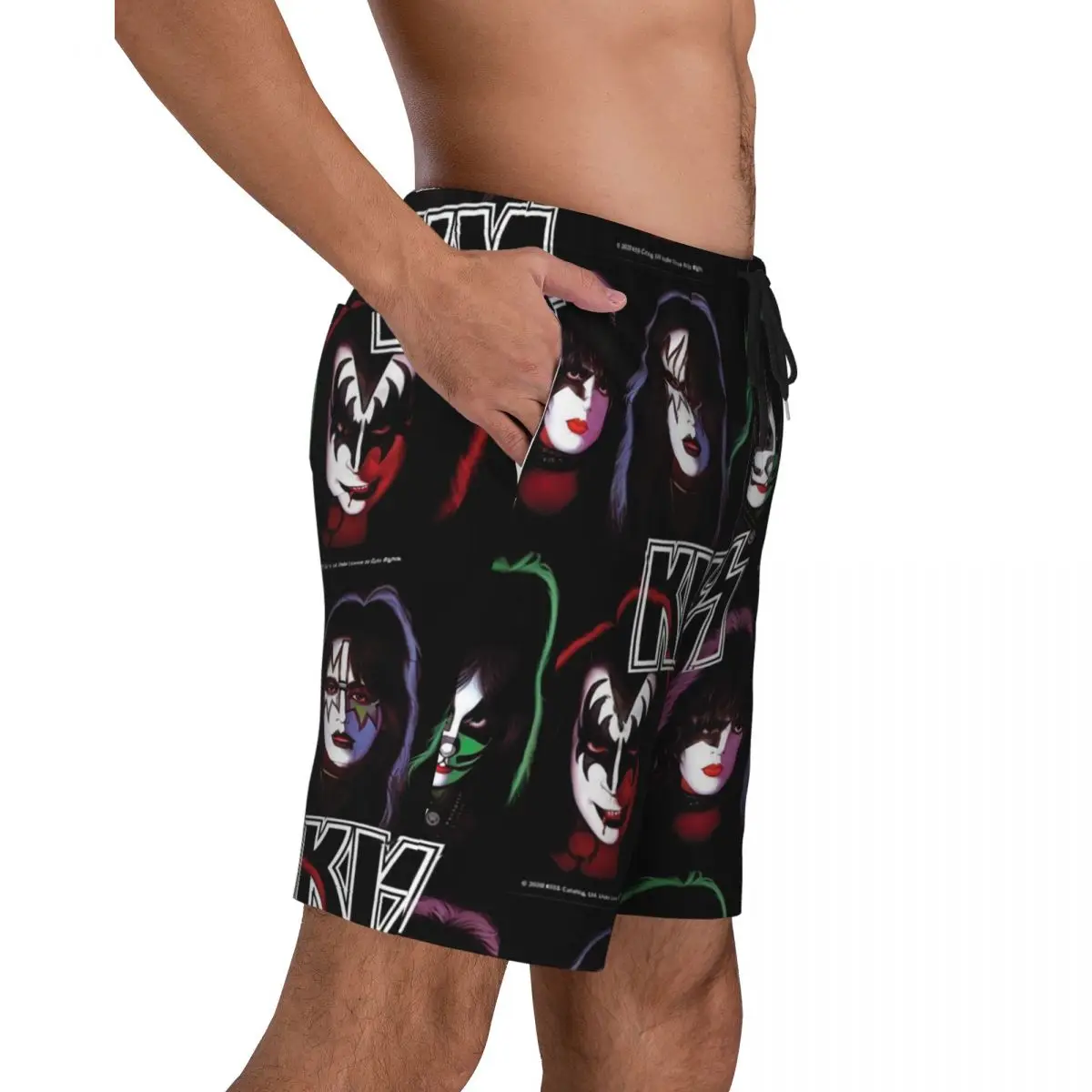 Summer Board Shorts Mens Kiss Band Group Surfing Rock Band Design Beach Short Pants Casual Comfortable Swimming Trunks Plus Size