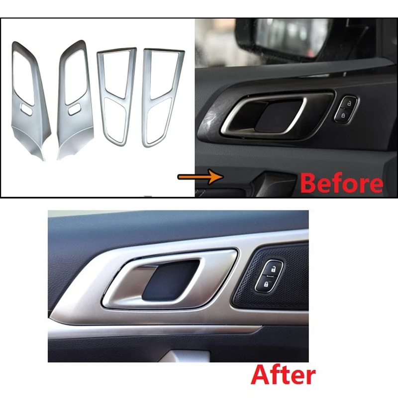 For Ford Ranger Everest Endeavor 2015-2021 Car Inner Door Handle Bowl Cover Trim Frame Decorator Sticker Accessories