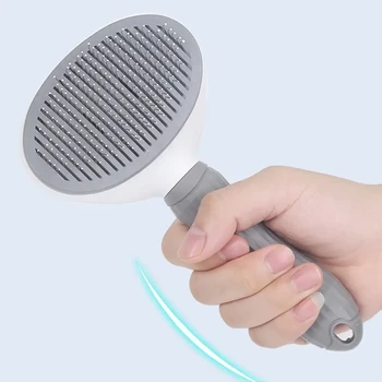 Stylish Pet Hair Removal Brush - Stainless Steel Automatic Dog Hair Comb for Grooming Supplies - Safely Removes Pet Hair - Easy  3
