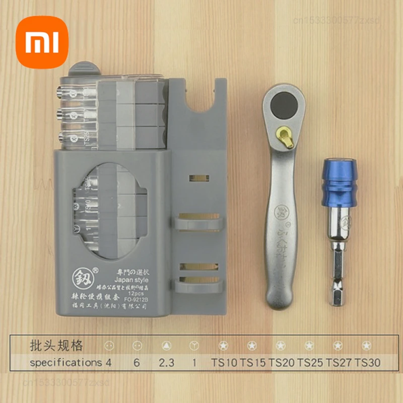 Xiaomi-mini Ratchet Wrench Chave de Fenda Bit Grupo Multifuncional em Forma Especial Entalhado Phillips Reparação Ferramenta Elétrica