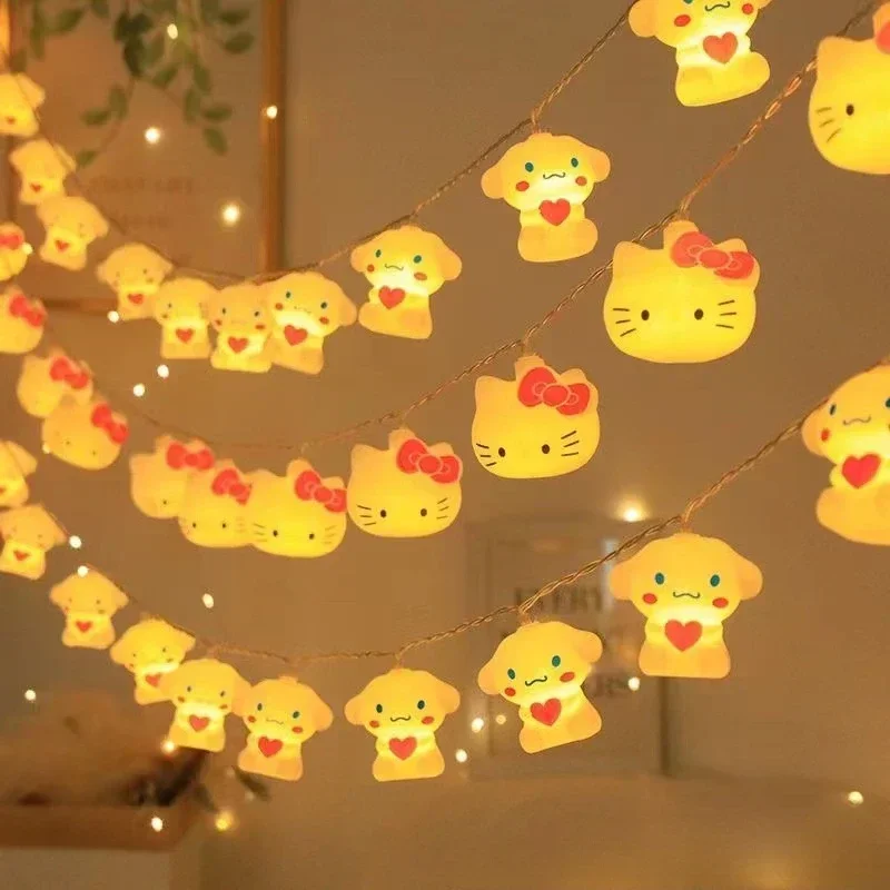 

Kawaii Sanrio Hello Kitty USB Strip Lights Cinnamoroll String 3D LED Lamps Anime Atmosphere Light Party Decorations Night Lights