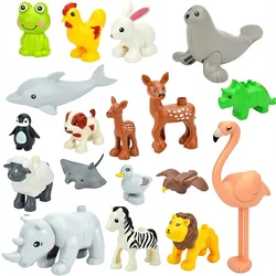 Duploes Bulk animali di grandi dimensioni Building Block grandi mattoni fattoria Zoo delfino coniglio fiammeggiante cervo leone rana tigre giraffa giocattoli