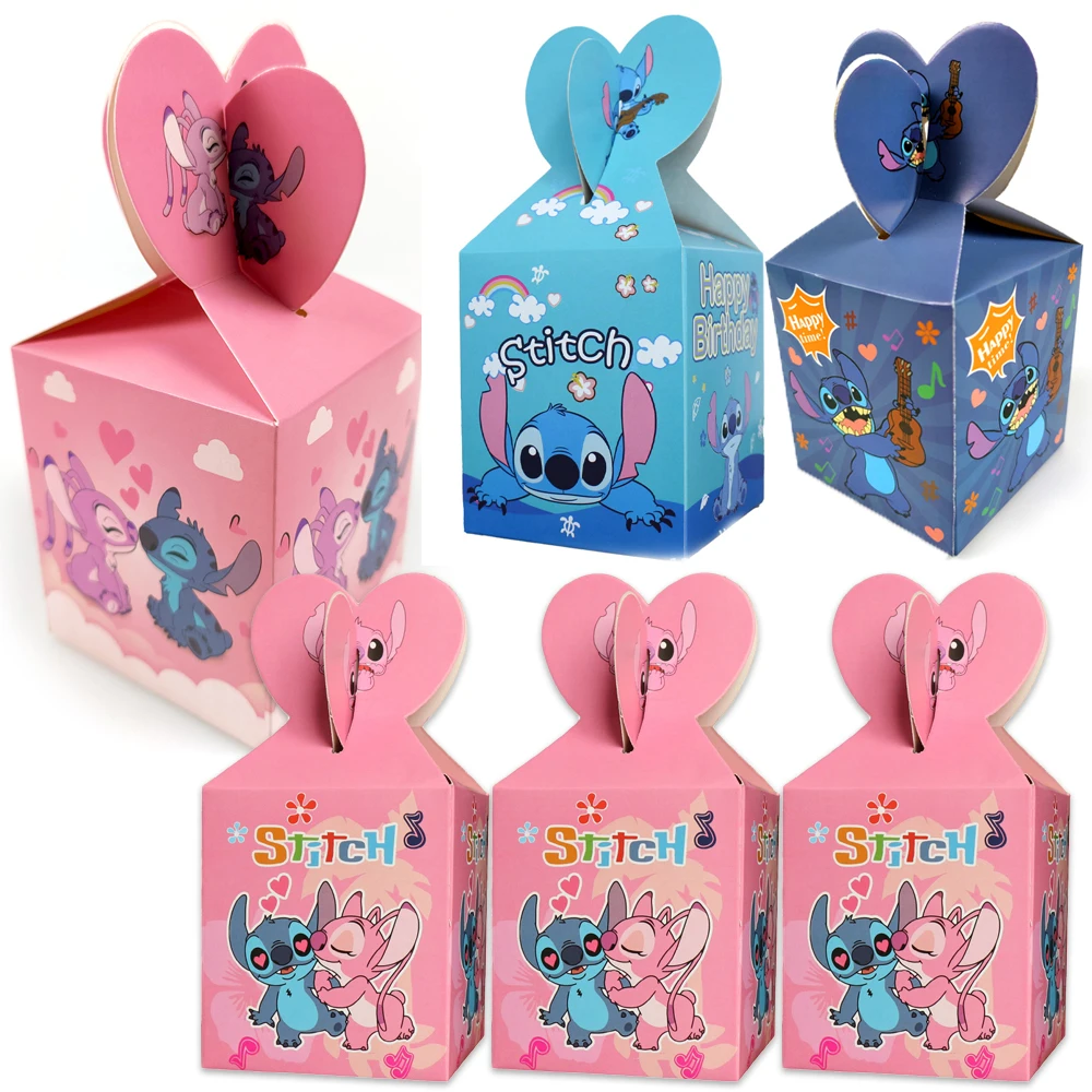 6 unids/lote Lilo Stitch caja de dulces temática Baby Shower fiesta de cumpleaños niños favores galleta cajas sorpresa decoraciones suministros para eventos