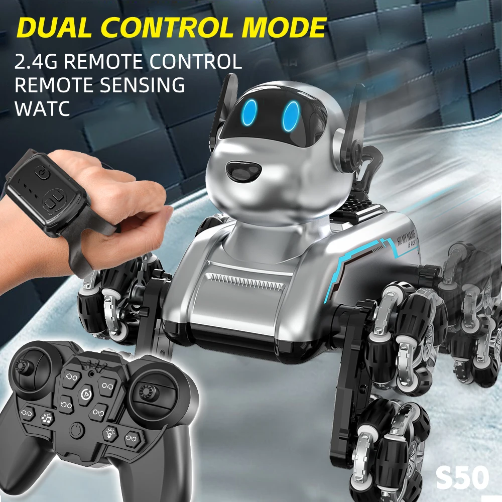Gesture Sensing Pet Intelligent Transforming Robot Dog Toy Remote Control Car with 8 for Kids Adventure Play