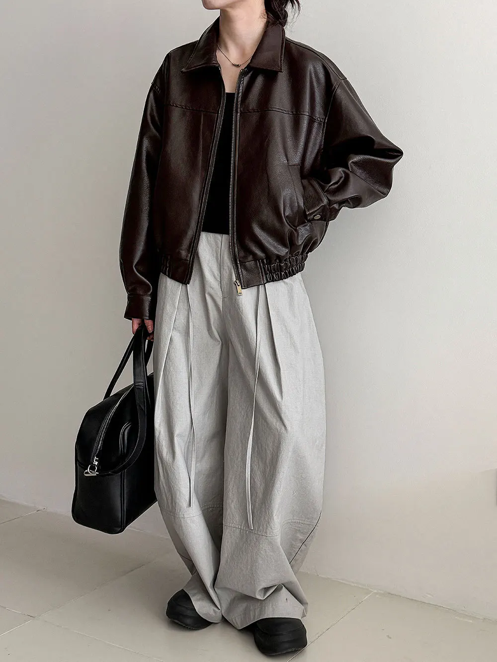 Giacca in pelle di fascia alta stile motociclistico coreano alla moda da donna 25 autunno nuova collezione giacca casual in vita