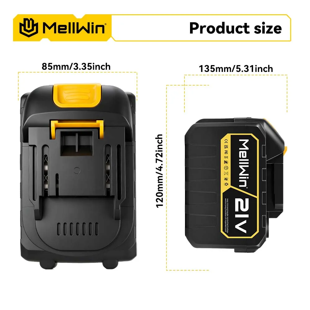 MELLWIN 21V 1500mAh Wiederaufladbarer Lithium-Akku-Pack 5/10/15 Zellen für Makita 18V Akku-Pin Elektrowerkzeuge – Detail 9