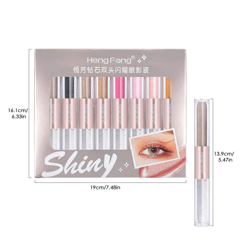 عبوة من 8 ظلال عيون سائلة لؤلؤية لامعة تدوم طويلاً للشفاه والعيون والخد والجسم