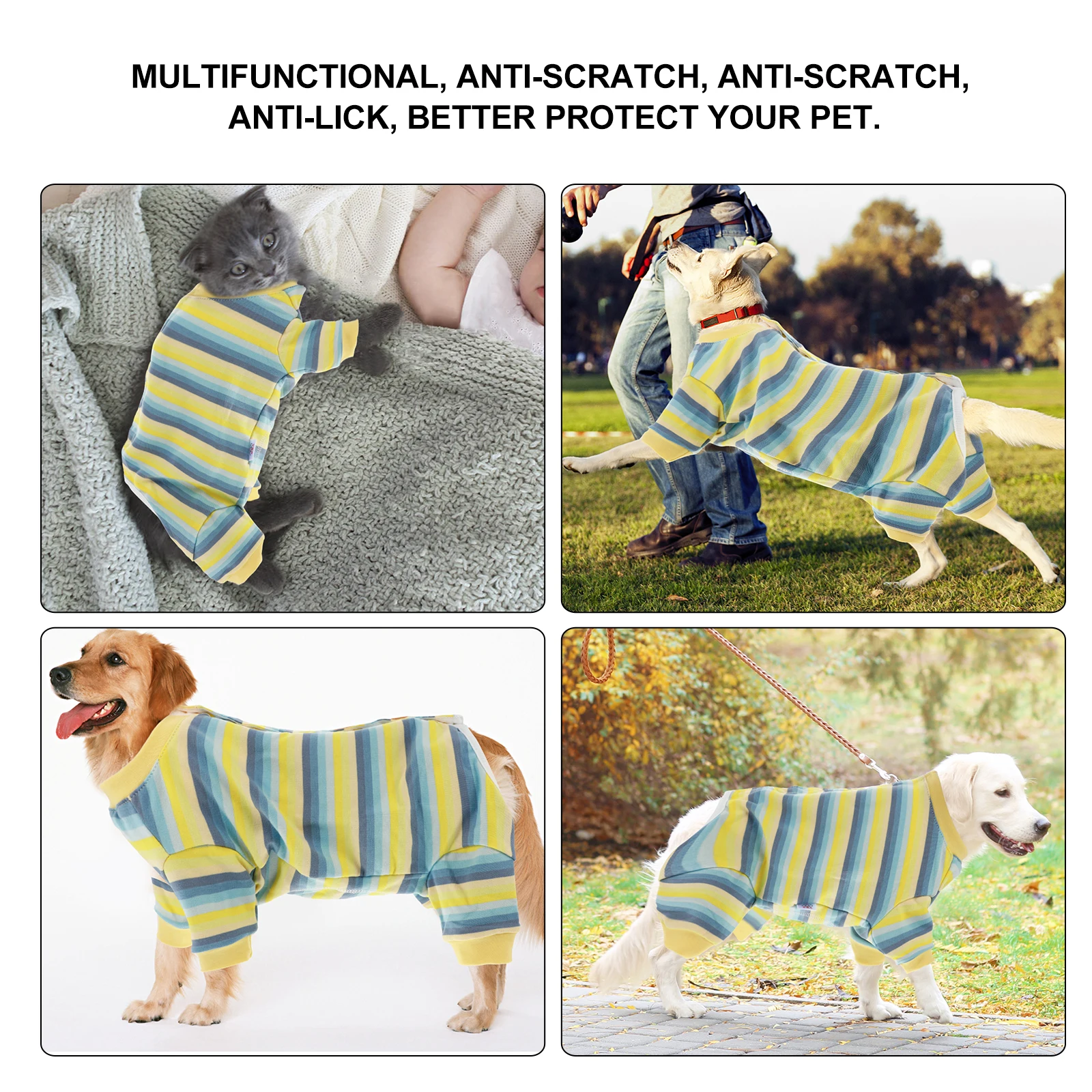 

Pet Neutering Suit Wound Licking Prevention Clothing Protector Pure Cotton Adjustable Size Post Surgery Vest Dog Supplies Skin
