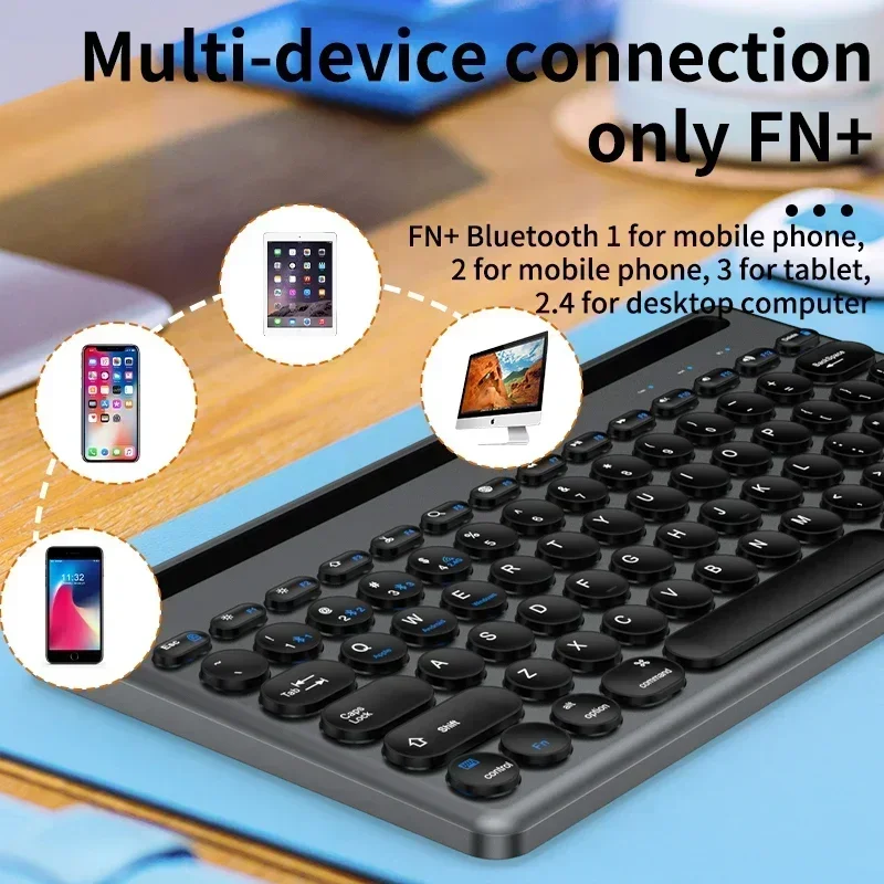 Tastiera Bluetooth Combinazione tastiera e mouse wireless 2.4G con tastiere per slot per schede per tastiere da gioco Android/iOS/Mac/Windows