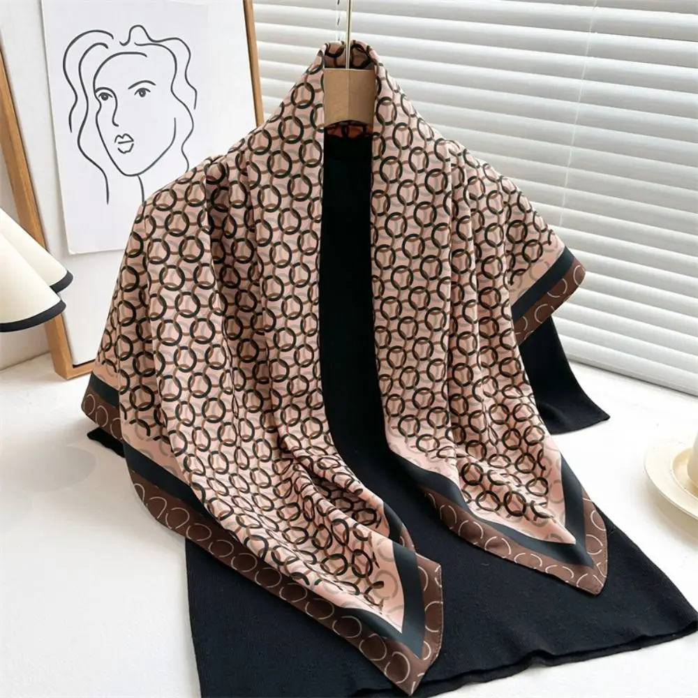 90x90cm Silk Scarf Luxury Designer Hair Print Head Large Handkerchief Hijab Shawl Women Bandanna Foulard Muffler Wrap