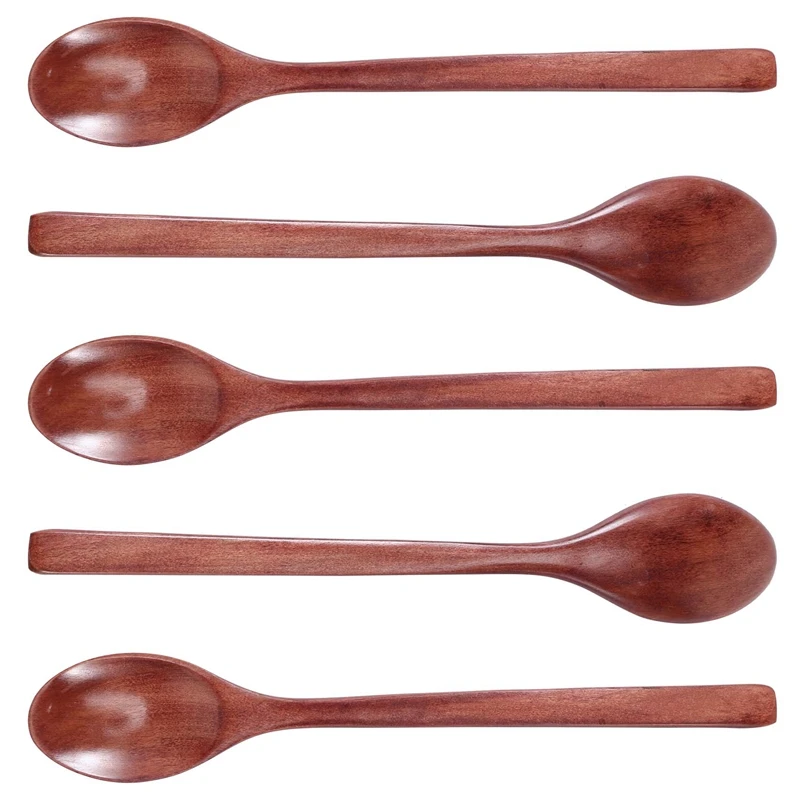 

Spoons Wooden Soup Spoon 5 Pieces Eco Friendly Tableware Natural Ellipse Wooden Ladle Spoon Set For For Eating Mixing Stirring C