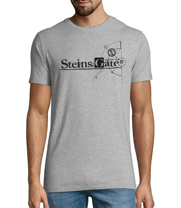 Steinsgate-Camiseta de algodón con logo de anime, camisa de marca de lujo, vintage, de gran tamaño