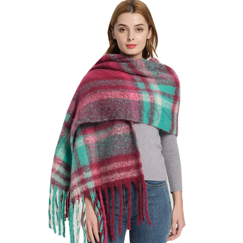 Women Winter Scarf Cashmere Warm Pashmina Rainbow Foulard Female Scarves Wraps Thick Hijab Soft Bufanda Tassels Shawl Long Stole