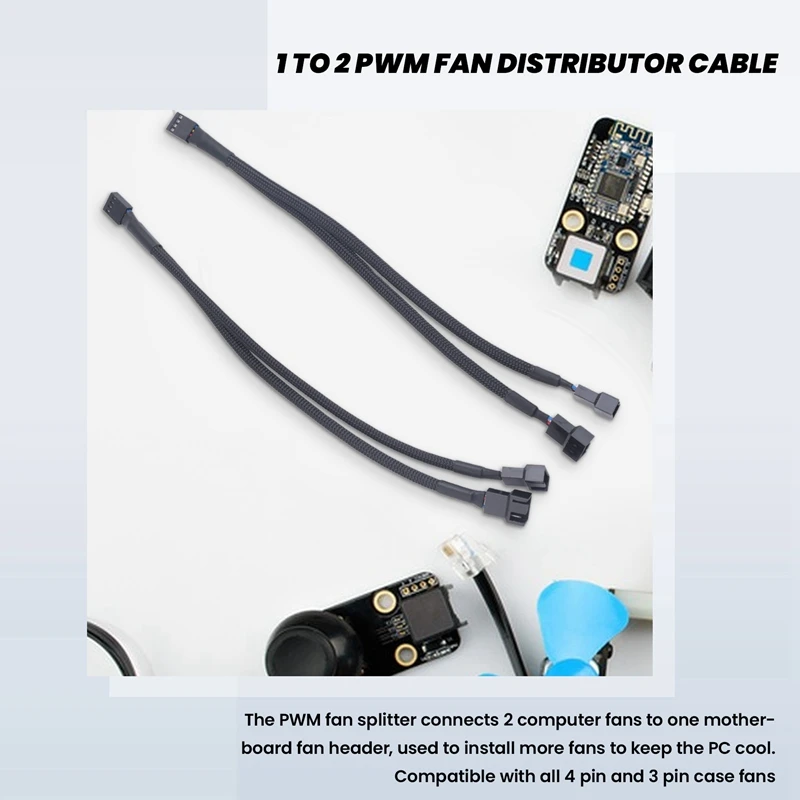 Cavo splitter ventola PWM da 3 pezzi Cavo di alimentazione prolunga con manicotto a Y a 2 vie da 4 pin Convertitore da 1 a 2 per scheda madre del PC, ventola CPU del computer