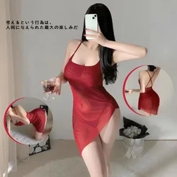 Sexy Lingerie Women Lace Deep V Split Porn Dress Women Sexy Transparent Sleepwear Sexy Bodysuit Women Party Club Short Dresses