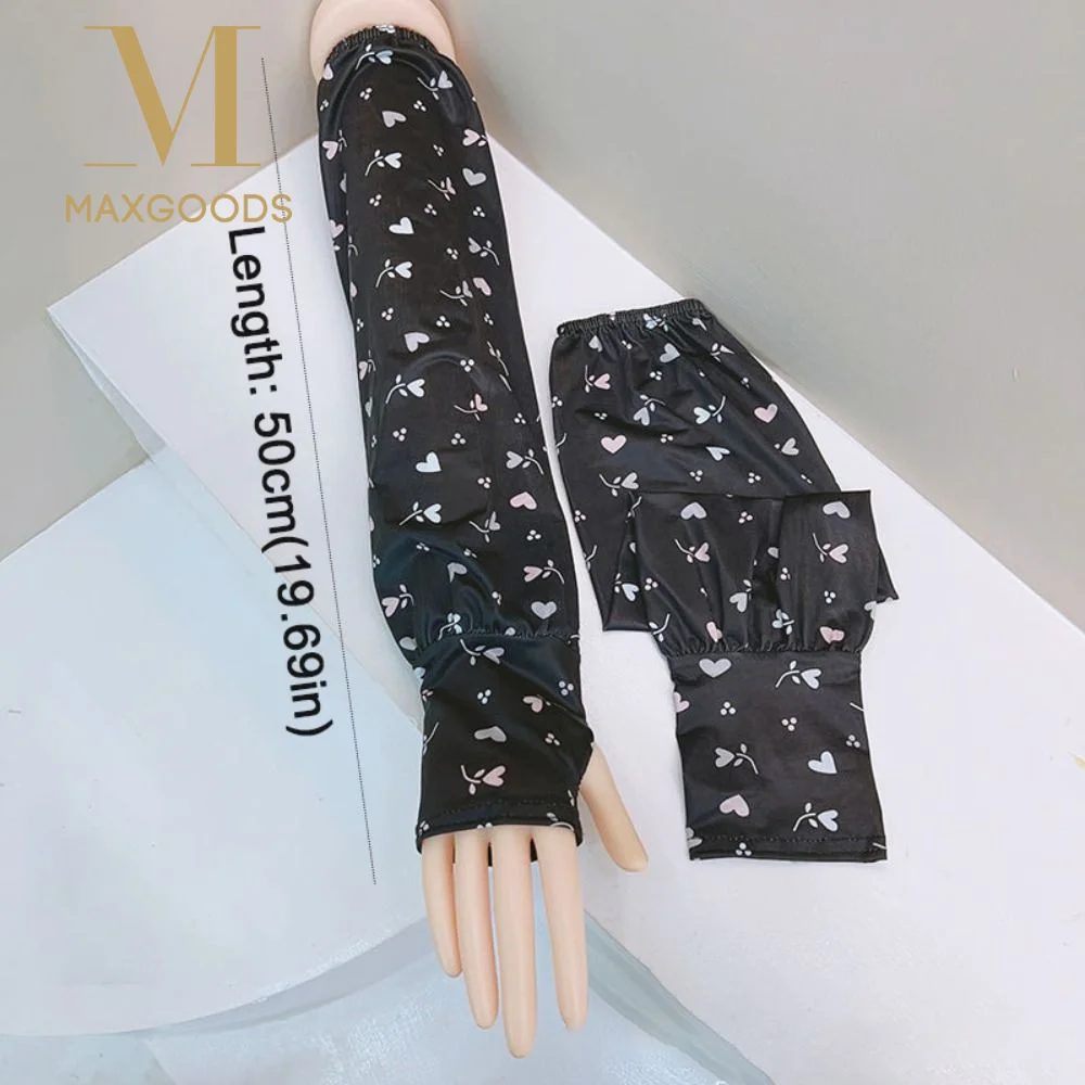 

Дышащие рукава из ледяного шелка с охлаждающим эффектом, свободного кроя, с защитой от солнца, с принтом «Цветы любви», с УФ-защитой, для вождения