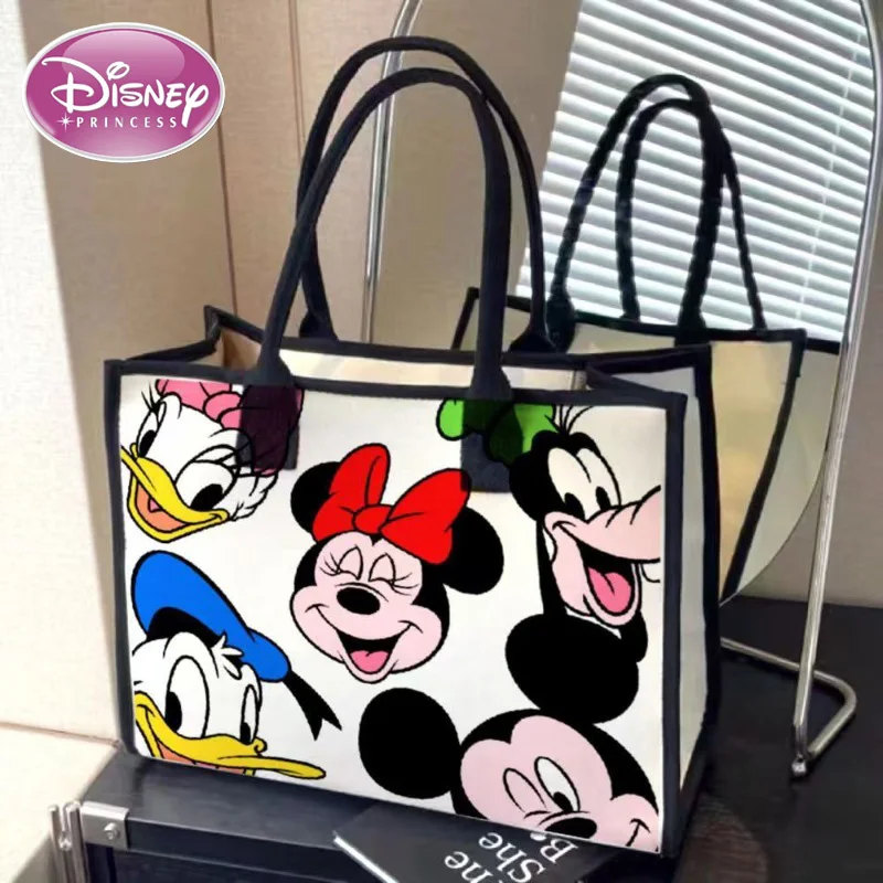 Disney New Minnie Fashion Cartoon Canvas o dużej pojemności damska torba na ramię dojazdy do pracy na co dzień wszechstronna torba typu Tote