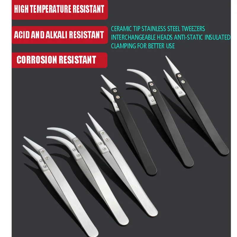 Electrotechnical Tweezers Antistatic Tweezers Ceramic Tweezers Ceramic Clamps Insulated Non-magnetic Component Clamps