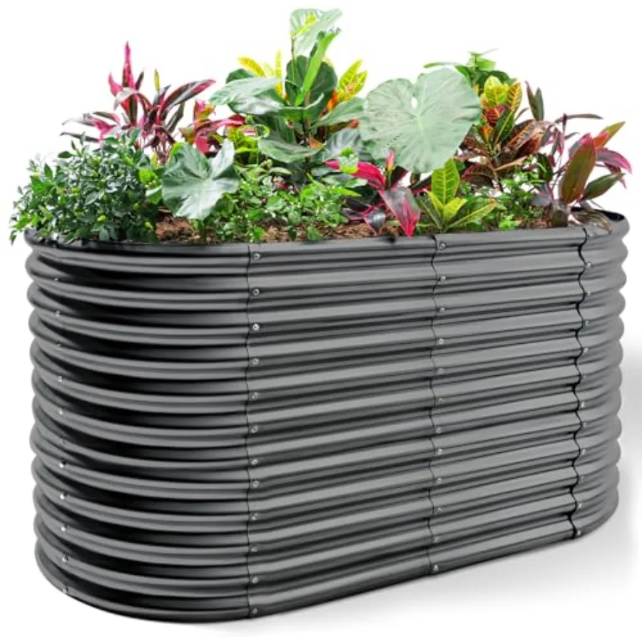 

Овальная оцинкованная грядка 6x3x3 фута, большая металлическая клумба для улицы, прочная глубокая приподнятая грядка высотой 3 фута