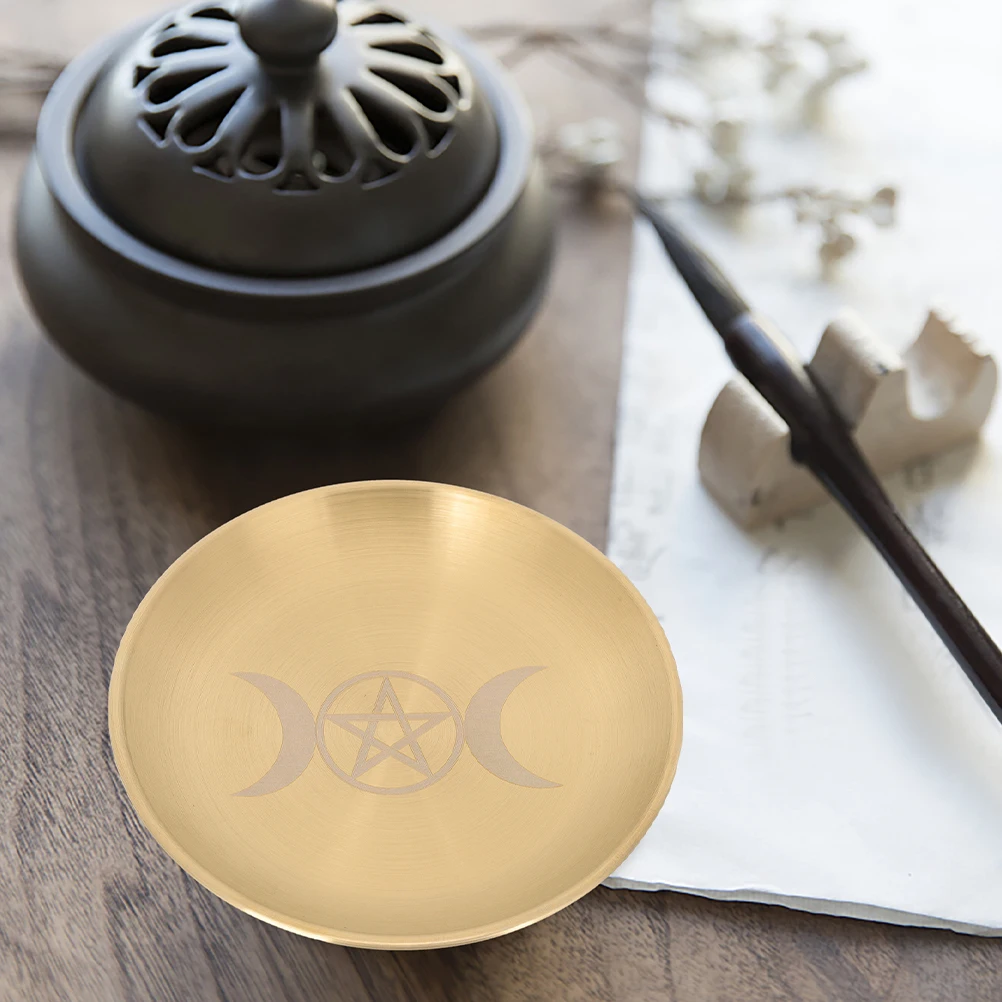 

2Pcs Pentagram Altar C Plate Tray Altar Decorative Plate Brass Storage Religious Offering Home Accessory