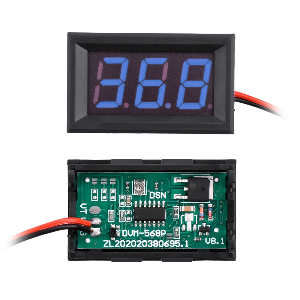 DC5-120V Mini Voltmeter LED Digital Display Panel Voltage Meter 2 Wire 0.56\'\' Voltage Monitor Tester Gauge for Motorcycle Car