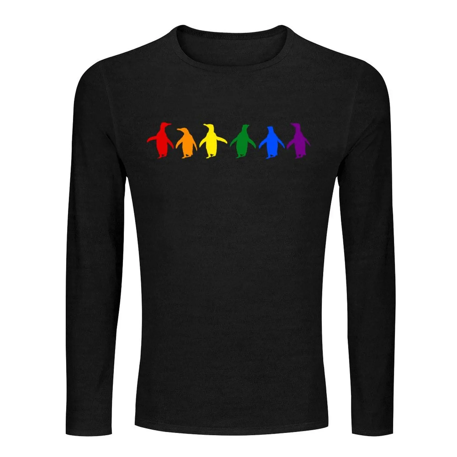 LGBTQI+ Pride Penguins LGBT LGBTQ (Black Background) Long T-Shirt quick-drying t-shirt mens graphic t-shirts pack