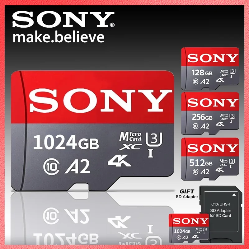 

Карта SONY Micro SD Mini Memory Class 10, высокоскоростная 1 ТБ 4K Ultra-HD Video A2 TF Flash Card MicroSD для камеры Xiaomi, телефона, дрона