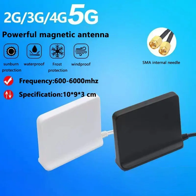 5G+5G 2x2 high gain MIMO omnidirectional antenna, 12dBi, indoor 600-6000MHz, with 2 communication cables, factory price